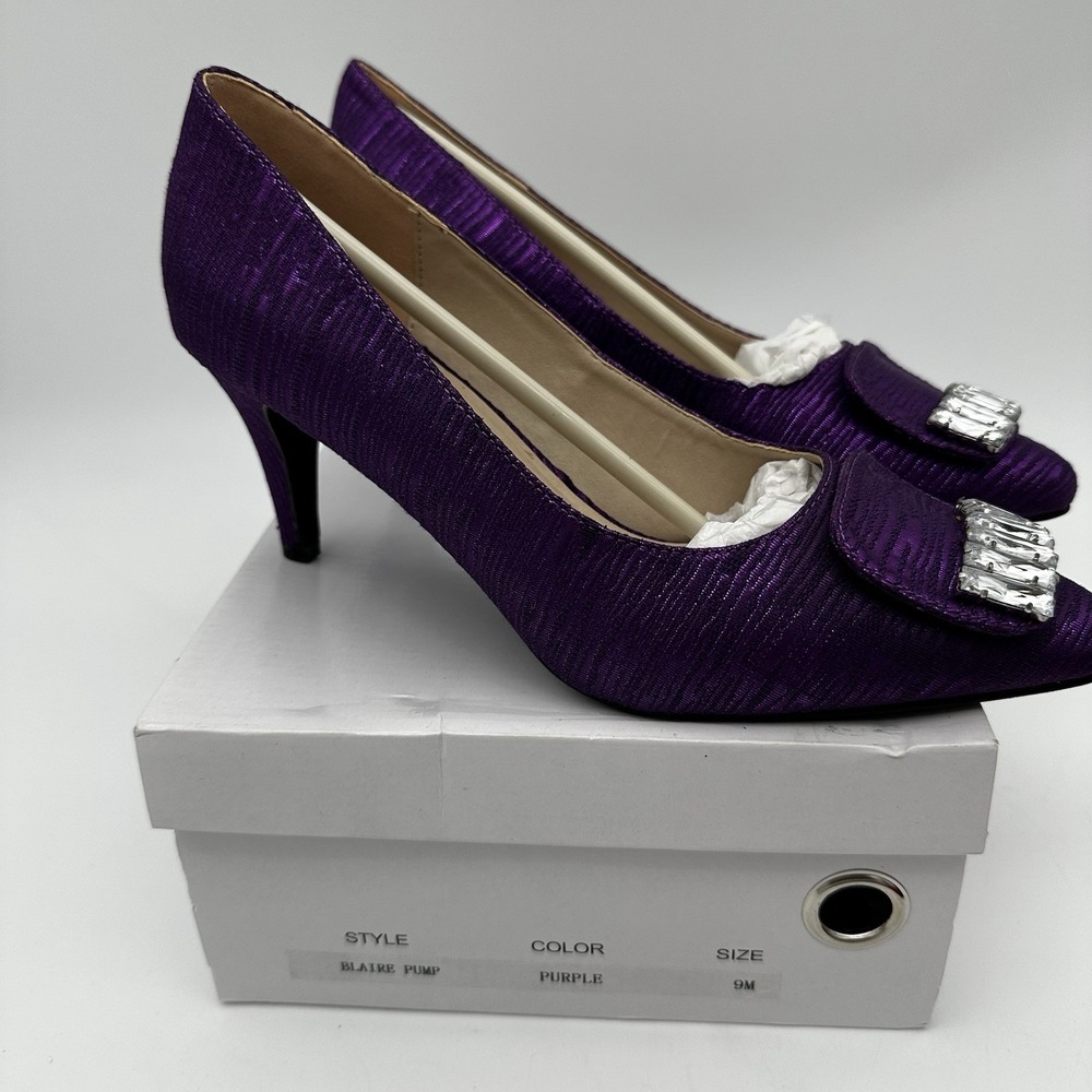 Midnight Velvet Blaire Pump Women's Shoe Purple Size 9M Emerald‎ Cut Rhinestones - Picture 2 of 6